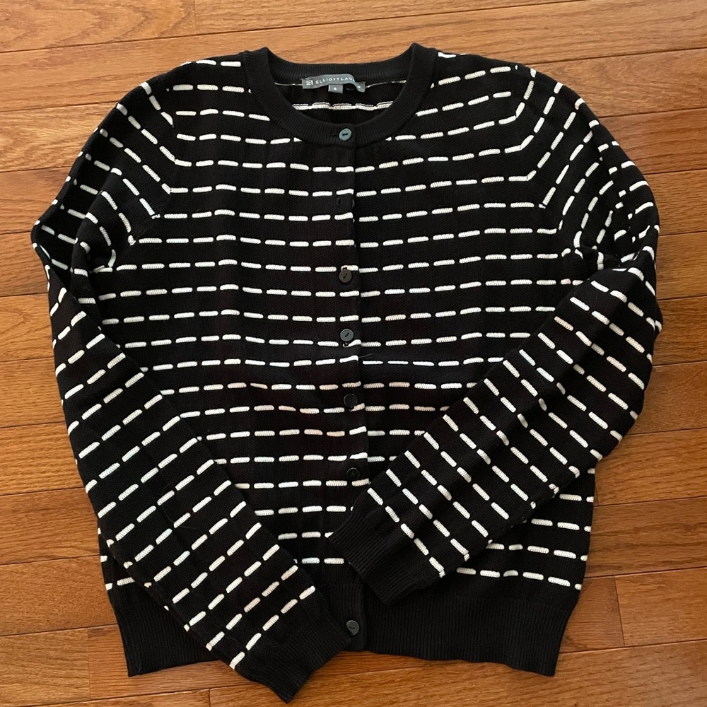 Elliott Lauren Black Cardigan with White Accents
